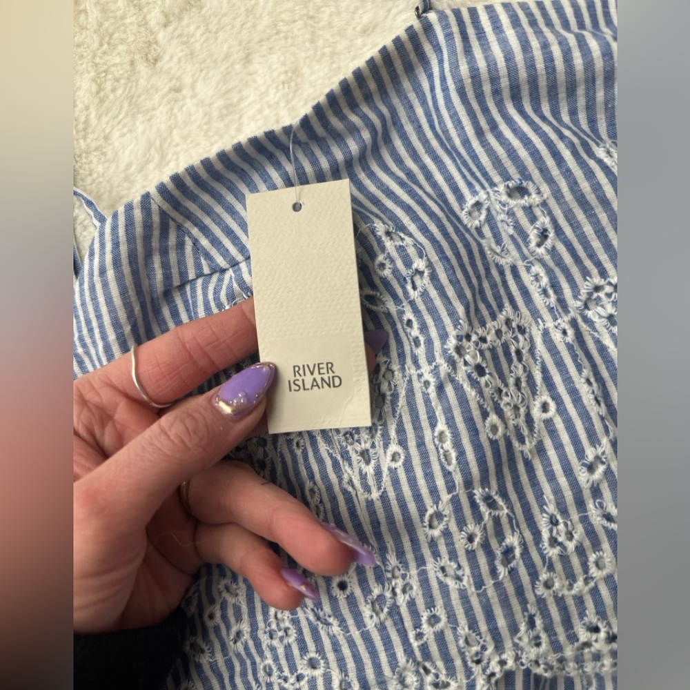 River island eyelet stripe Bralette and shorts set - Picture 7 of 10